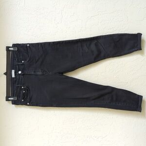 Zara Woman Black High Rise Rolled Hem Slim Fit Ankle Jeans Size 10
